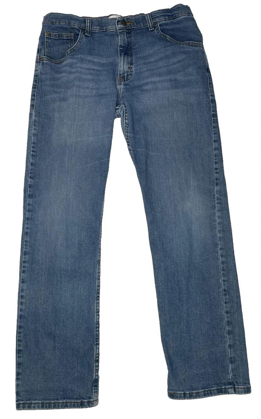Wrangler Boys 16 Husky Straight Fit Jeans Medium Wash Stretch Denim